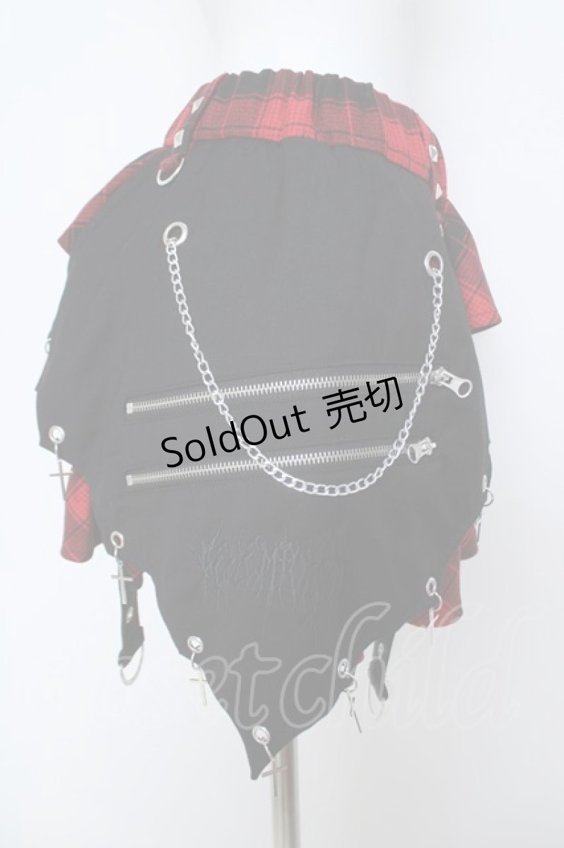 画像3: REFLEM / フリルティアードスカート F ブラック×レッド Y-26-05-23-121-PU-SK-SZ-ZY (3)