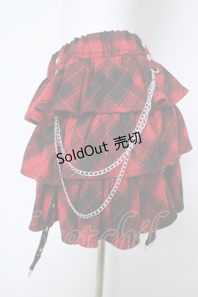 画像4: REFLEM / フリルティアードスカート F ブラック×レッド Y-26-05-23-121-PU-SK-SZ-ZY (4)