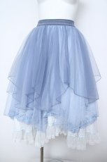 画像1: Peony如梦Lolita / ドットチュールスカート M 青Ｘ白 Y-26-05-23-126-LO-JA-SA-ZY (1)