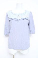画像1: axes femme / パール釦付袖カットプルオーバー M サックス Y-26-05-23-013-AX-TO-SZ-ZY (1)