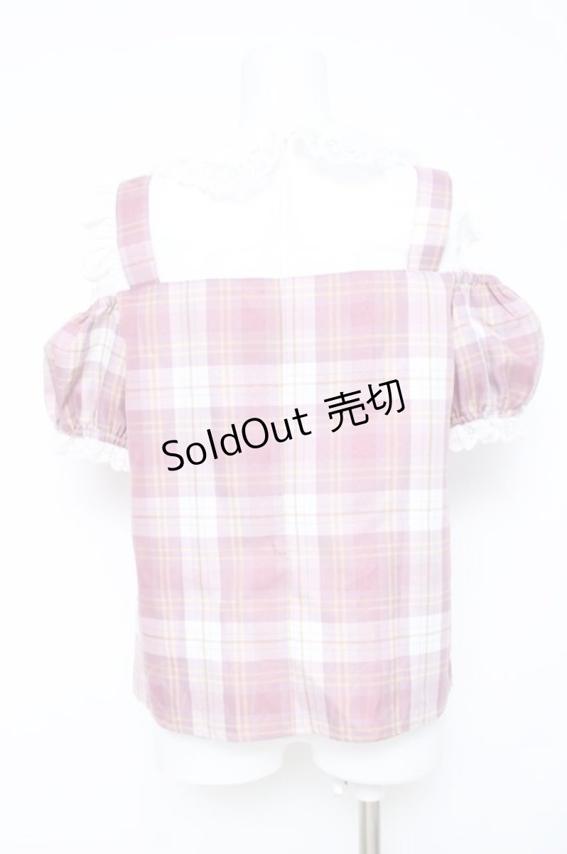 画像3: Princess Melody / チェック肩あきサスペンダー付きブラウス  ピンクチェックＸ白 Y-26-05-23-022-LO-BL-SA-ZY (3)