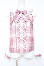 画像1: Princess Melody / サスペンダー付きチェックブラウス F ピンク Y-26-05-23-023-LO-TO-TE-ZY (1)