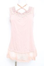 画像1: axes femme / ストラップお花パールタンク  ピンク Y-26-05-26-035-AX-TO-SZ-ZY (1)