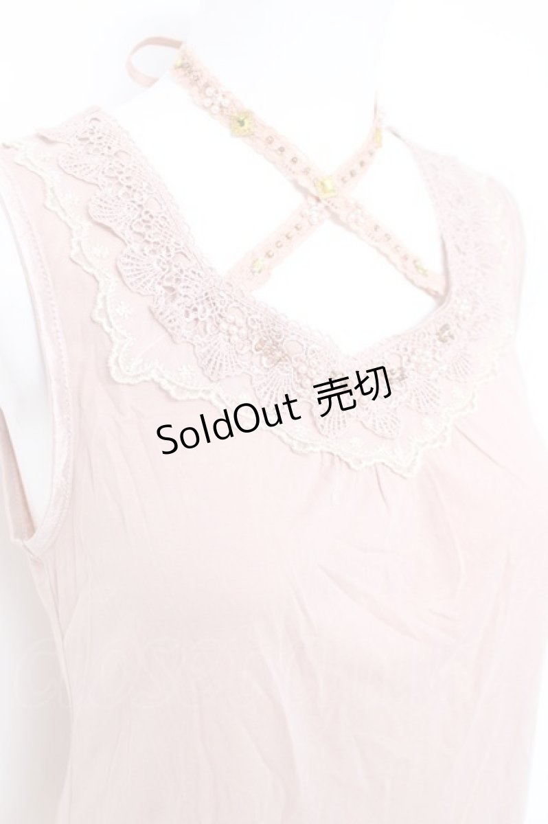 画像3: axes femme / ストラップお花パールタンク  ピンク Y-26-05-26-035-AX-TO-SZ-ZY (3)