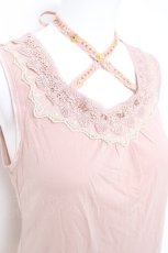 画像3: axes femme / ストラップお花パールタンク  ピンク Y-26-05-26-035-AX-TO-SZ-ZY (3)
