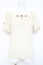 画像1: axes femme / プチローズ半袖プルオーバー  紺 Y-26-05-26-043-AX-TO-SZ-ZY (1)