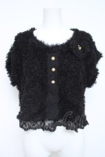 画像1: axes femme / リボンブローチ付き半袖プルオーバー  黒 Y-26-05-26-061-AX-TO-SZ-ZY (1)