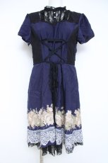 画像1: axes femme / フロントレースアップワンピース  紺 Y-26-05-26-112-AX-OP-SZ-ZY (1)