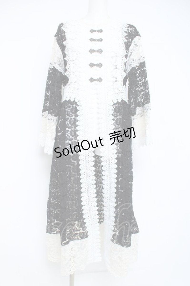 画像1: axes femme NOSTALGIE / 配色使い総レースガウン F 黒 Y-26-05-26-113-AX-TO-SZ-ZY (1)