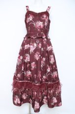 画像1: axes femme / ローズ・オン・フルールジャンスカ F ワイン Y-26-05-26-122-AX-OP-SZ-ZY (1)