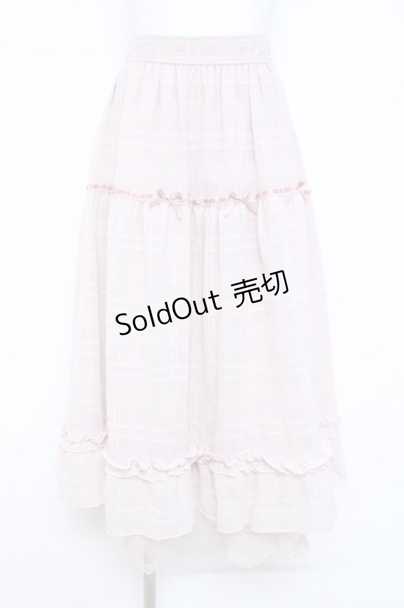 画像1: axes femme POETIQUE / シアーチェックティアードスカート M ピンク Y-26-05-26-127-AX-SK-SZ-ZY (1)