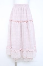画像1: axes femme POETIQUE / シアーチェックティアードスカート M ピンク Y-26-05-26-127-AX-SK-SZ-ZY (1)