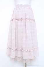 画像2: axes femme POETIQUE / シアーチェックティアードスカート M ピンク Y-26-05-26-127-AX-SK-SZ-ZY (2)