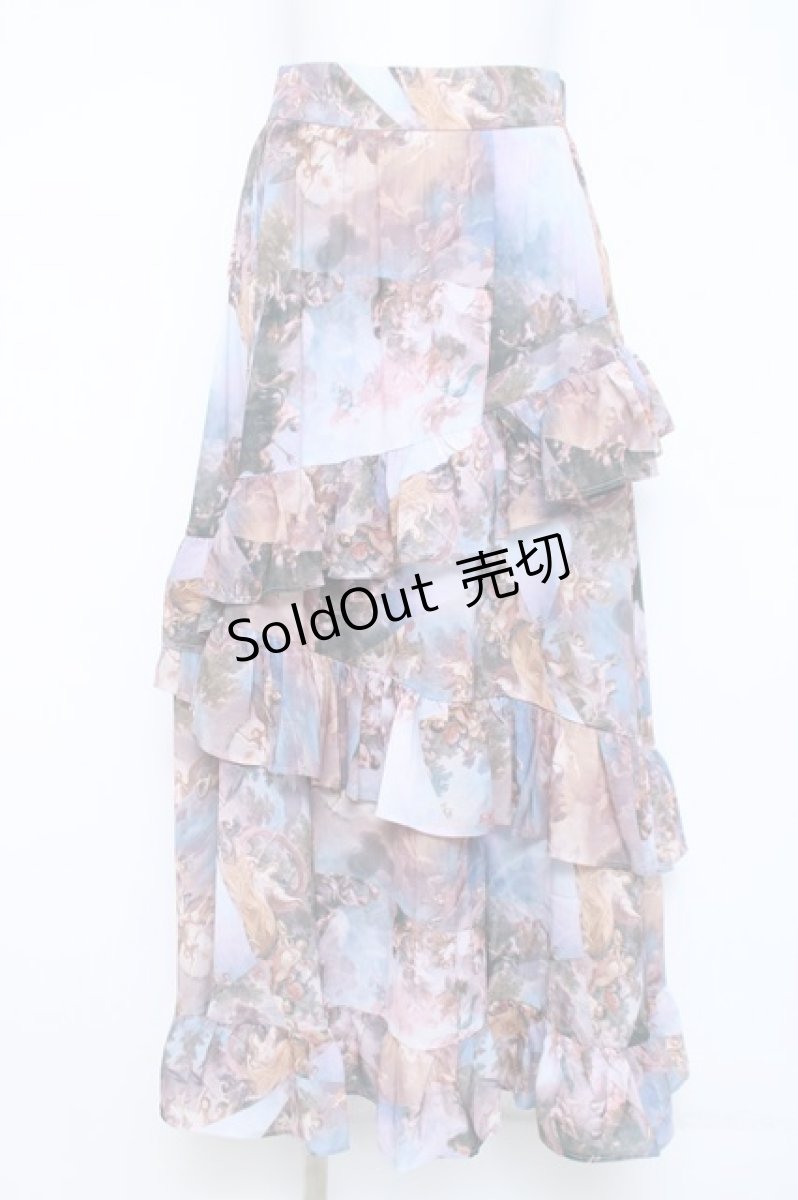 画像1: axes femme NOSTALGIE / 天使柄フリルロングスカート F ブルー Y-26-05-26-130-AX-SK-SZ-ZY (1)