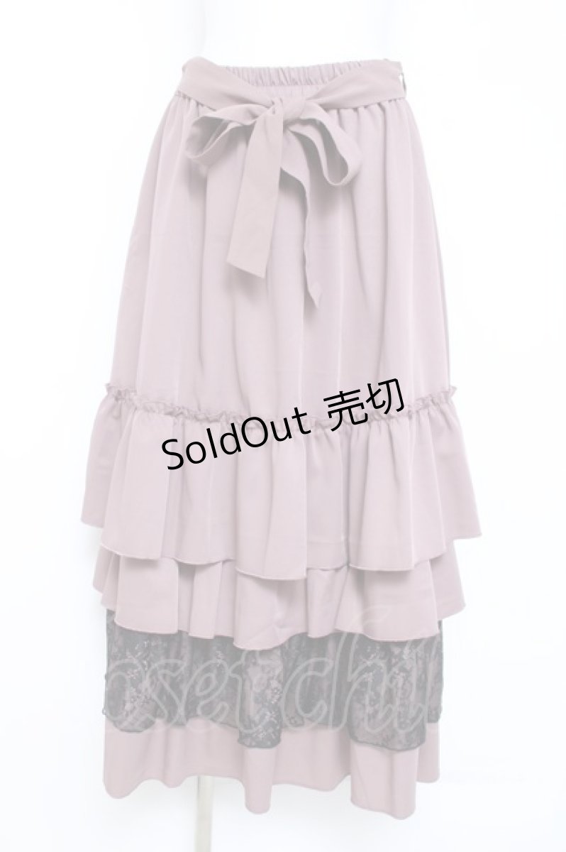画像1: axes femme / レース使いティアードスカート F ピンク Y-26-05-26-141-AX-SK-SZ-ZY (1)