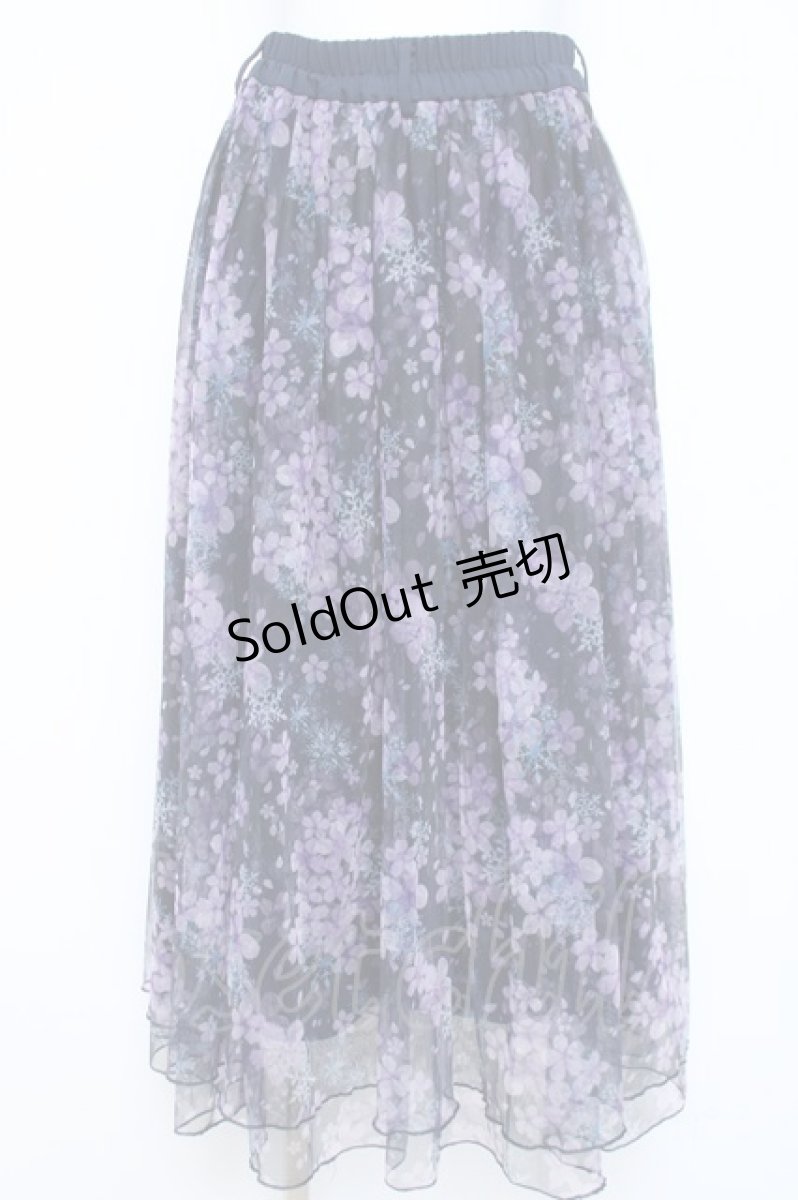 画像1: axes femme / 雪桜柄スカート F 紺 Y-26-05-26-142-AX-SK-SZ-ZY (1)
