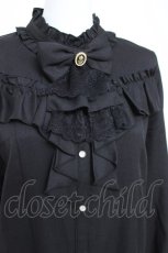 画像3: axes femme / リボン×ジャボブローチ付ブラウス L 黒 Y-26-05-26-024-AX-BL-SZ-ZY (3)
