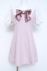 画像1: Ank Rouge / ビジューリボンハイウエストパフワンピース M ピンク Y-26-05-28-045-CA-OP-SZ-ZY (1)