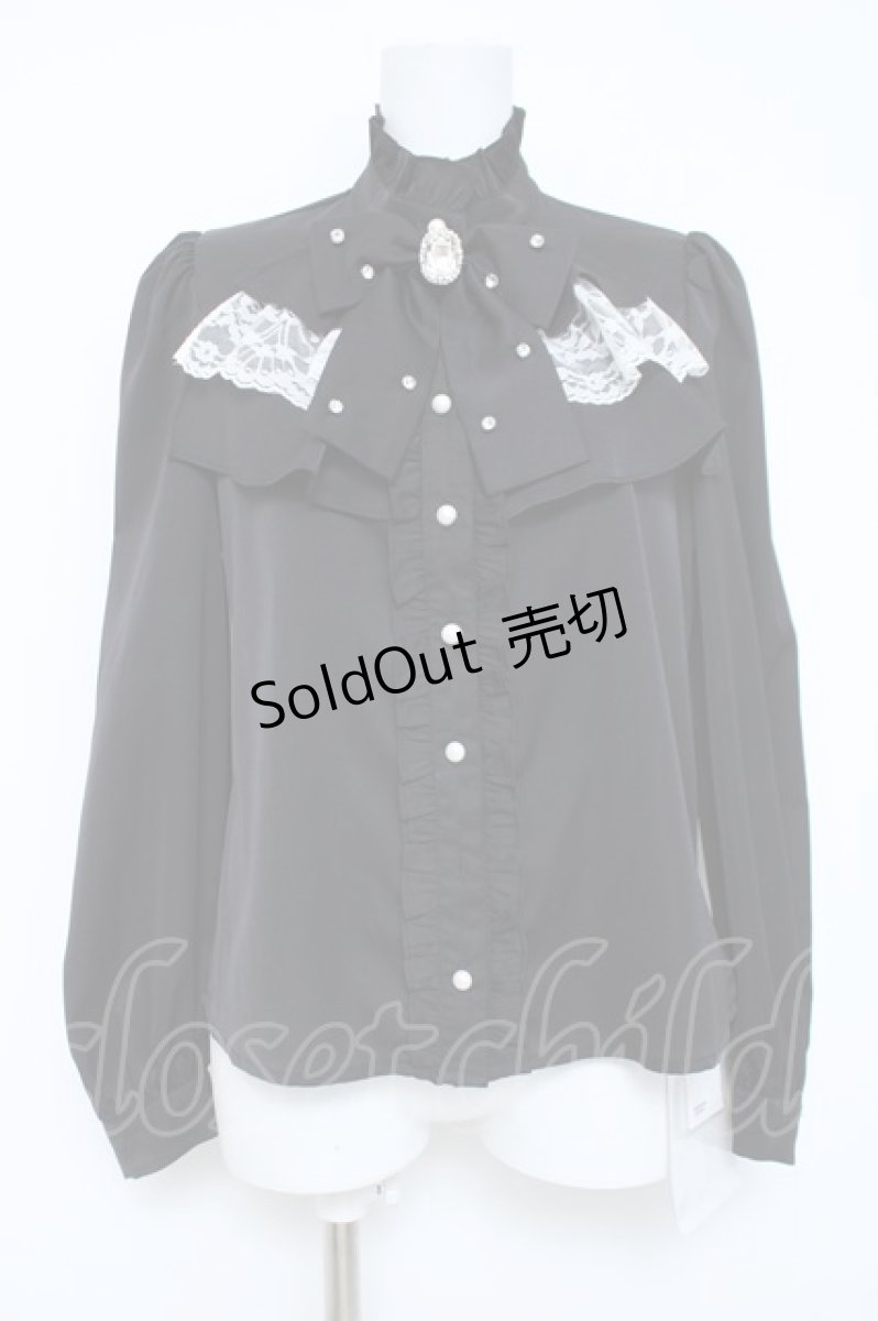 画像1: Ank Rouge / ストーンリボンゴシックブラウス M 黒 Y-26-05-28-024-CA-BL-SZ-ZY (1)