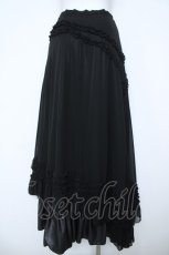 画像2: BPN / シフォンフリルロングスカート M 黒 Y-26-05-31-044-GO-SK-SZ-ZY (2)