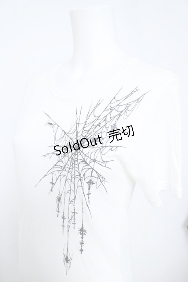 画像3: BPN FOR MEN / 蜘蛛の巣プリント半袖Tシャツ M 白 Y-26-05-31-020-GO-TO-SZ-ZY (3)
