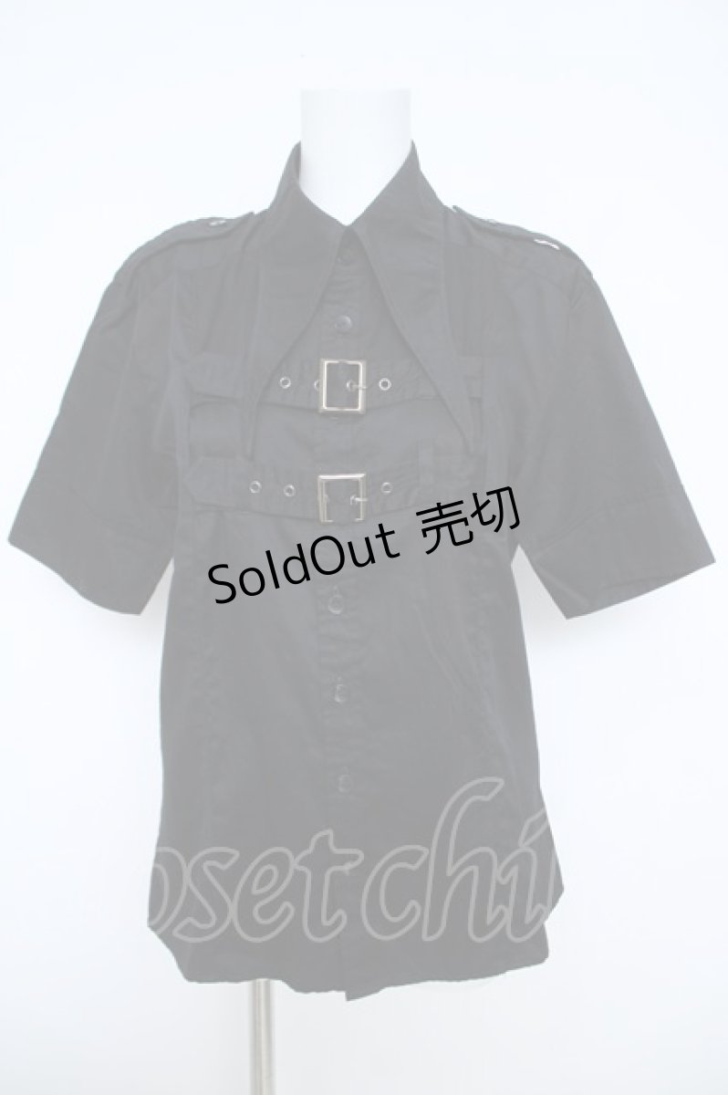 画像1: BPN FOR MEN / 2連ベルト半袖シャツ M 黒 Y-26-05-31-035-GO-BL-SZ-ZY (1)