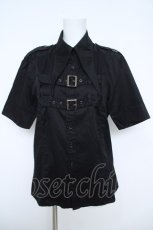 画像1: BPN FOR MEN / 2連ベルト半袖シャツ M 黒 Y-26-05-31-035-GO-BL-SZ-ZY (1)