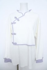 画像1: axes femme / チャイナボタンリブトップス  白 Y-26-06-01-051-AX-TO-SZ-ZY (1)