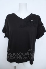 画像1: axes femme / 立体花モチーフレースＴシャツ  黒 Y-26-06-01-059-AX-TO-SZ-ZY (1)
