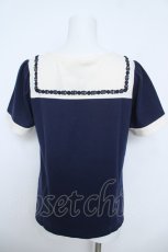 画像2: axes femme / セーラーカラー風デザイントップス  紺 Y-26-06-01-062-AX-TO-SZ-ZY (2)
