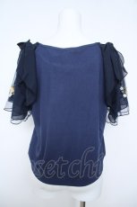 画像2: axes femme / チュール×刺繍フレア袖プルオーバー  紺 Y-26-06-01-097-AX-TO-SZ-ZY (2)