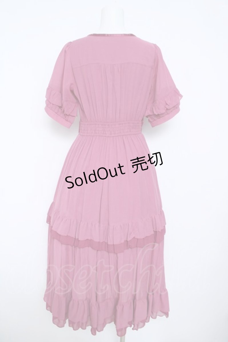 画像2: axes femme / レースラインティアードワンピース  ピンク Y-26-06-01-140-AX-OP-SZ-ZS (2)