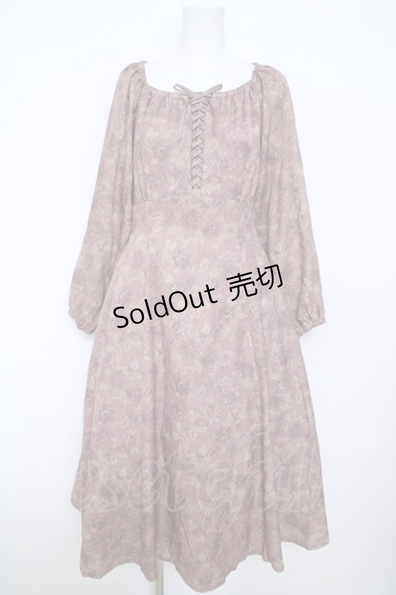 画像1: an another angelus / フロントレースアップペイズリーフラワーワンピース  ブラウン Y-26-06-01-151-CA-OP-SZ-ZT564 (1)