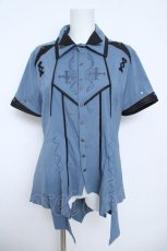 画像1: Ozz Croce / 刺 入りシャツ  ブルー Y-26-06-01-160-OO-BL-SZ-ZY (1)