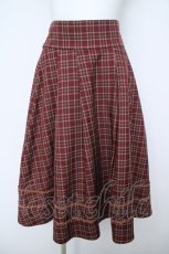 画像1: axes femme / ベルト付チェック柄タックスカート  ワイン Y-26-06-01-179-AX-SK-SZ-ZY (1)