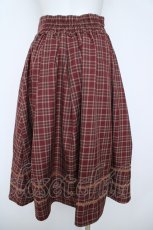 画像2: axes femme / ベルト付チェック柄タックスカート  ワイン Y-26-06-01-179-AX-SK-SZ-ZY (2)