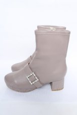 画像2: axes femme / パールバックル付きミドルブーツ L グレージュ Y-26-06-01-020-AX-SH-SZ-ZY (2)