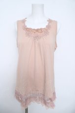画像1: axes femme / レーザーカットフリルタンクトップ  ピンク Y-26-06-01-030-AX-TO-SZ-ZY (1)