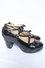 画像4: axes femme POETIQUE / レースアップエナメルパンプス M 黒 Y-26-06-03-051-AX-SH-SZ-ZY (4)