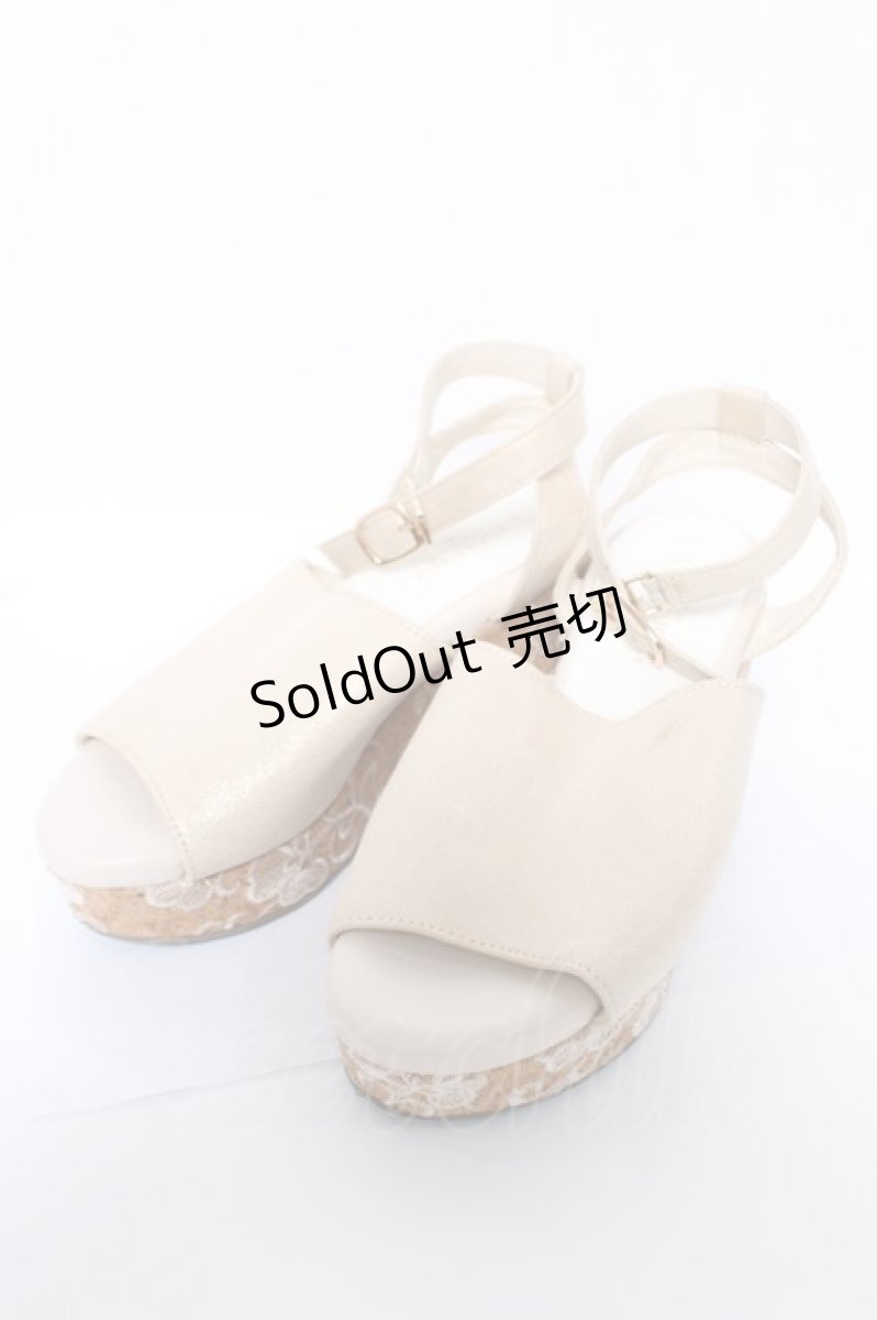 画像1: axes femme POETIQUE / 刺繍ウェッジソールパンプス M ベージュ Y-26-06-03-052-AX-SH-SZ-ZT719 (1)