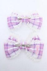 画像2: Angelic Pretty / Sprinkle Heart Tartanリボンクリップセット  白 Y-26-06-03-013-AP-AC-SZ-ZY (2)