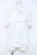 画像1: Ank Rouge / フリルリボンタイパワショルブラウス M シロ Y-26-06-03-066-CA-BL-SZ-ZY (1)