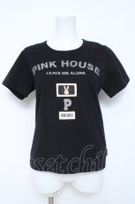 画像1: PINK HOUSE / うさぎワッペン半袖カットソー M 黒 Y-26-06-03-096-LO-TO-SZ-ZY (1)