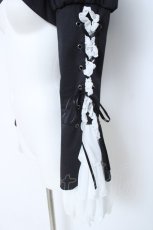 画像4: MARBLE / 編み上げボリュームフリルショートジャケット  黒/白 Y-26-06-03-126-GO-JA-SZ-ZY (4)