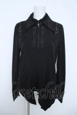 画像1: Ozz Croce / ベルト付き刺繍入りカットブラウス  黒 Y-26-06-03-129-OO-TO-SZ-ZY (1)