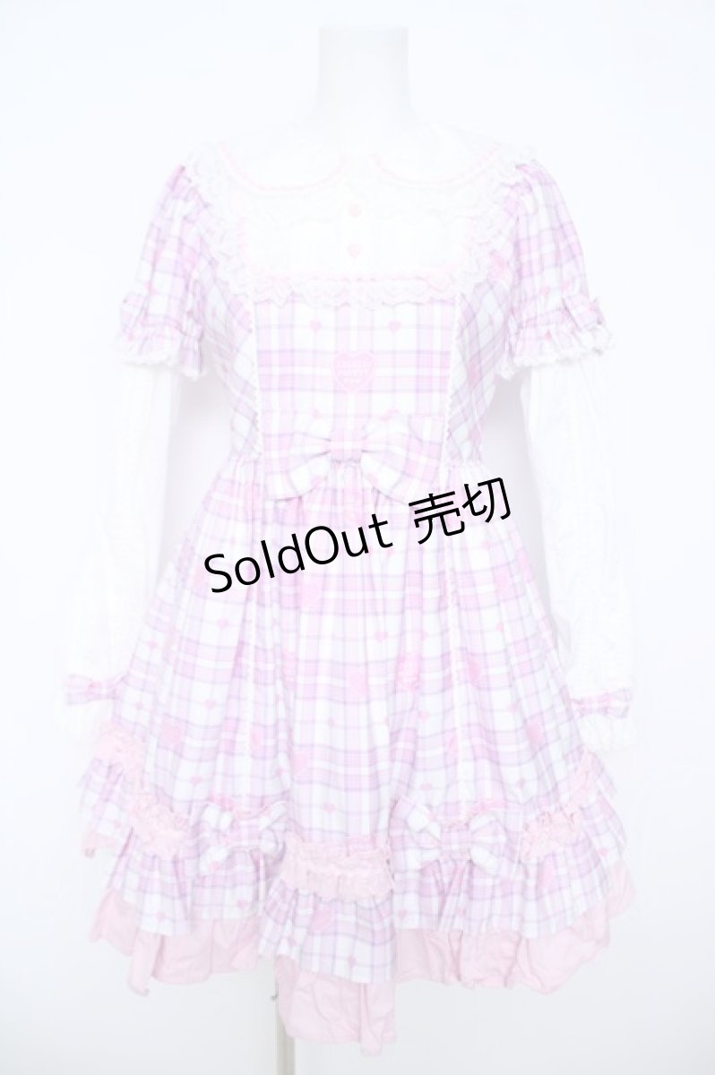 画像1: Angelic Pretty / Sprinkle Heart Tartanワンピース  白 Y-26-06-03-142-AP-OP-SZ-ZS (1)