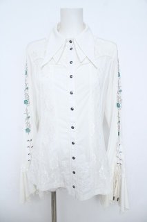 Ozz oneste /オッズオネスト クロスチャーム付ブラウス ホワイト Ozz oneste / Rose×Cross刺繍ブラウス 白 Y-26-06-05-070-OO-BL-SZ-ZY