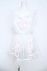 画像1: BABY,THE STARS SHINE BRIGHT / オーガンジーリボンハートエプロン  白×ピンク Y-26-06-05-071-BA-OP-SZ-ZY (1)