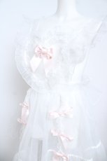 画像3: BABY,THE STARS SHINE BRIGHT / オーガンジーリボンハートエプロン  白×ピンク Y-26-06-05-071-BA-OP-SZ-ZY (3)