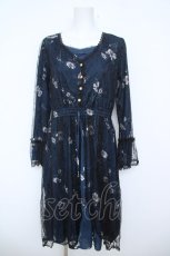 画像1: axes femme / コスモス柄レーヤード風ワンピース M 紺 Y-26-06-05-082-AX-OP-SZ-ZY (1)